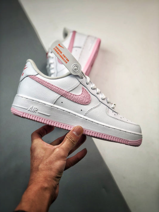 AIR force Elegant White & Pink Low-Top Sneakers