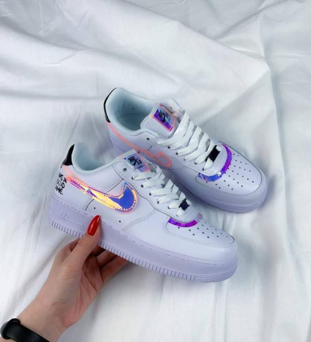 AIR Force reflection White Iridescent Accent Sneakers for Women